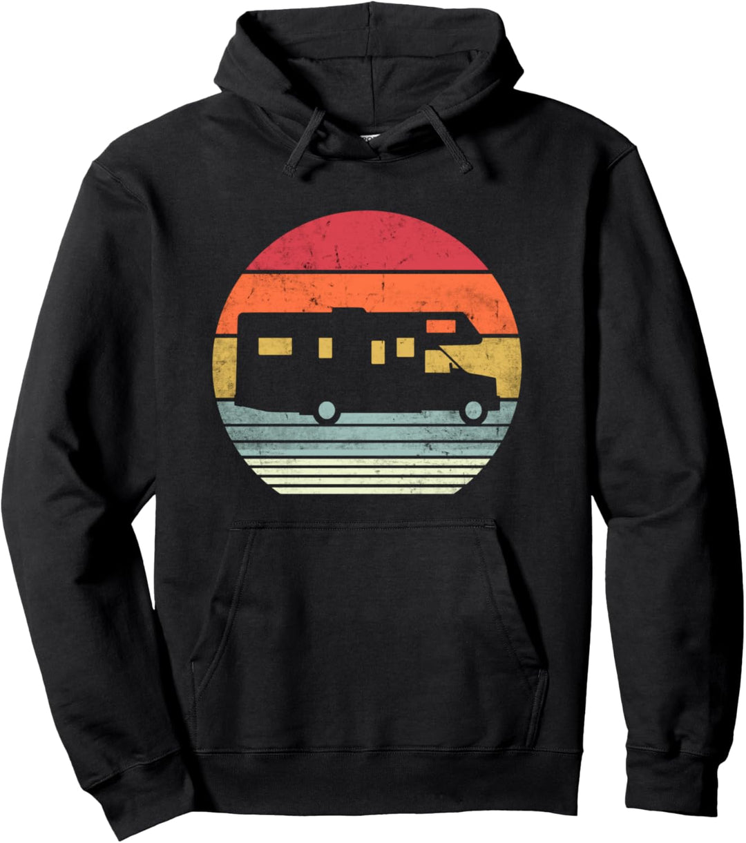 RV Camping Camper Distressed Retro Vintage Gift Pullover Hoodie