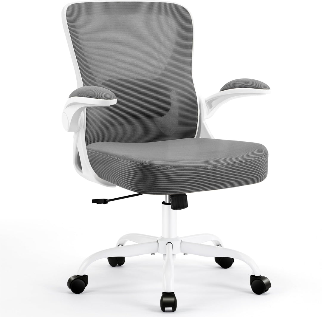 Ergonomischer Bürostuhl mit hochklappbaren Armlehnen, Grau, Grau