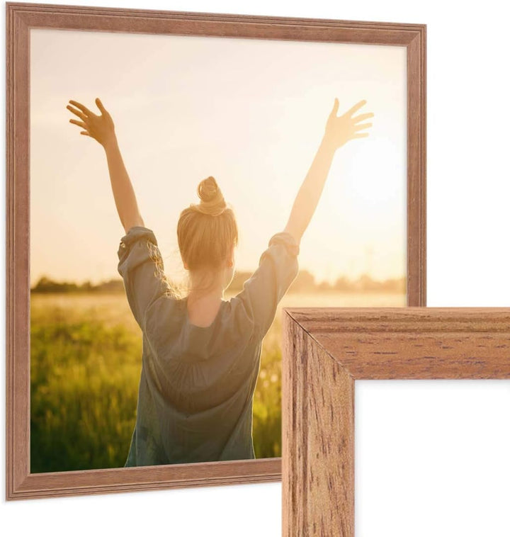PHOTOLINI Bilderrahmen 20x20 cm Holz Eiche-Optik Landhaus-Stil, 3er Set Holz-Rahmen, Made in Germany