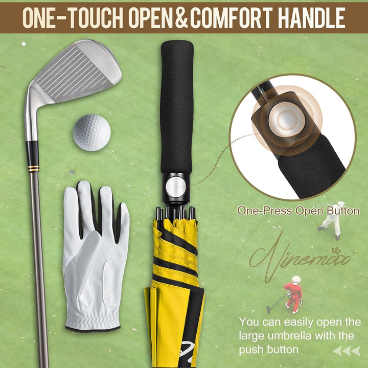 NINEMAX Golfschirm Gross Golf Regenschirm 62/68 Inch sturmfest Automatik Öffnen mit String Golf Rege