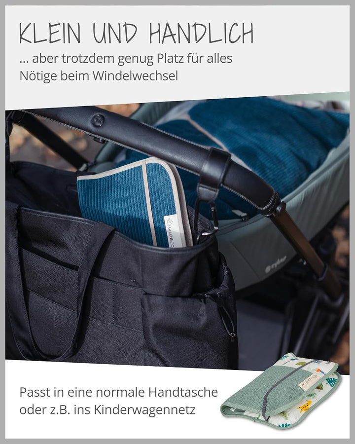 ULLENBOOM Windeltasche für unterwegs, Salbeigrün Regenwald, Made in EU - Wickeltasche für bis zu 3 W