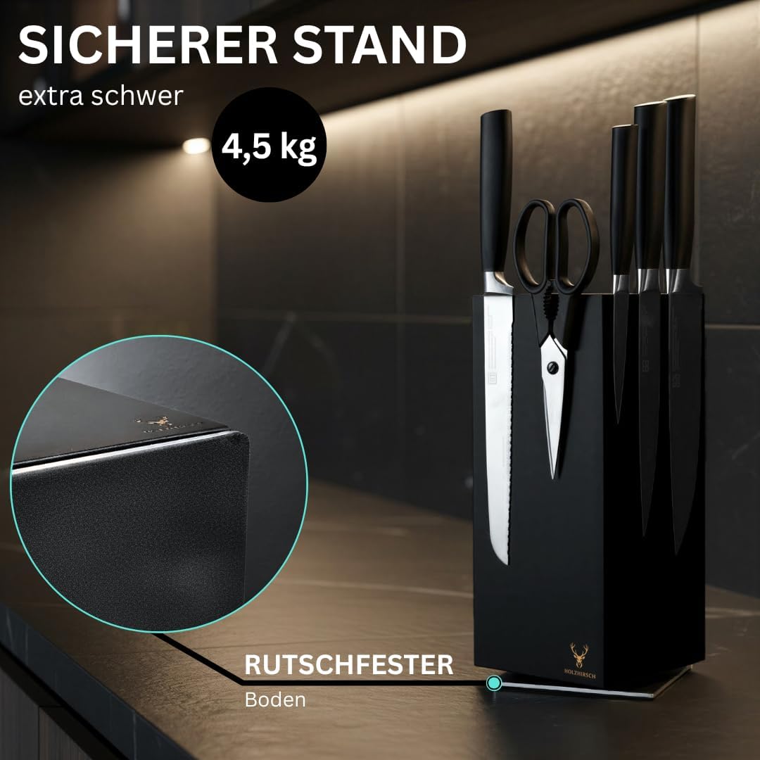 Messerblock ohne Messer magnetisch [Premium] | 360° drehbar | 4,5 kg schwer | Rutschfeste Edelstahl-