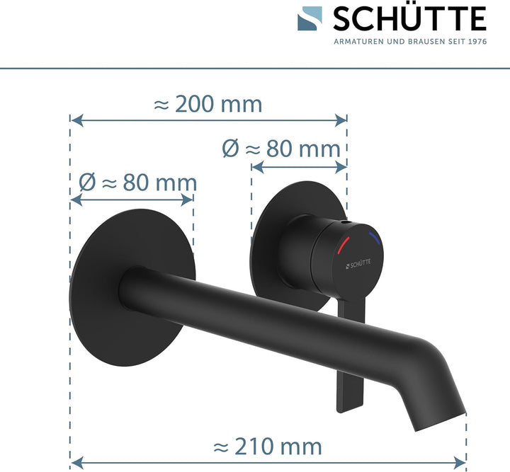 Schütte Los Angeles Waschtischarmatur für Wandmontage, Eleganter Wasserhahn fürs Badezimmer, Mischba