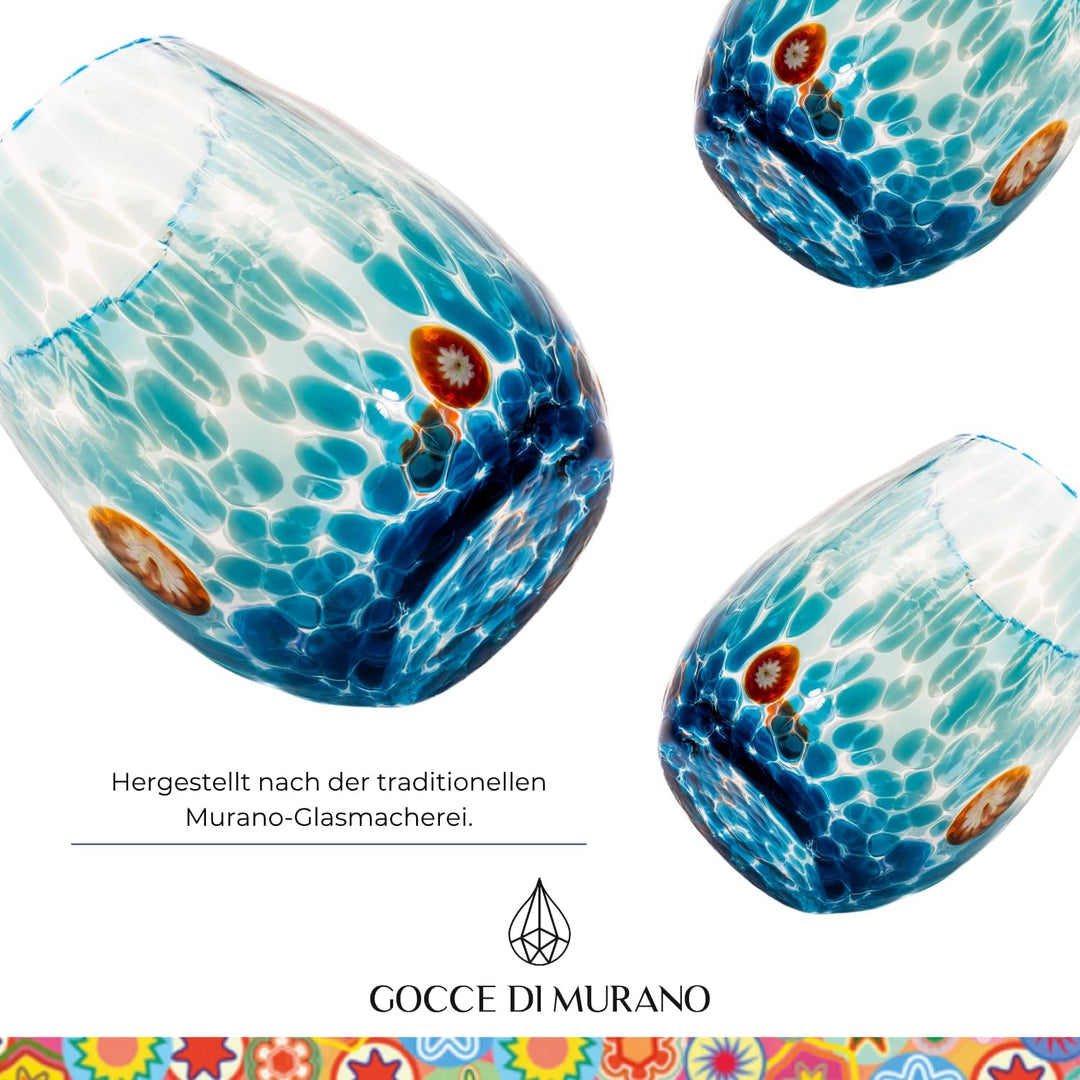Gocce di Murano Wassergläser, hergestellt nach der Tradition der Murano-Handwerker, mundgeblasenes u