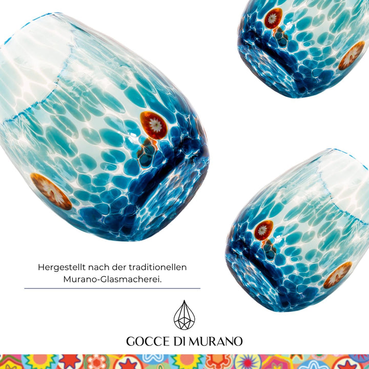 Gocce di Murano Wassergläser, hergestellt nach der Tradition der Murano-Handwerker, mundgeblasenes u