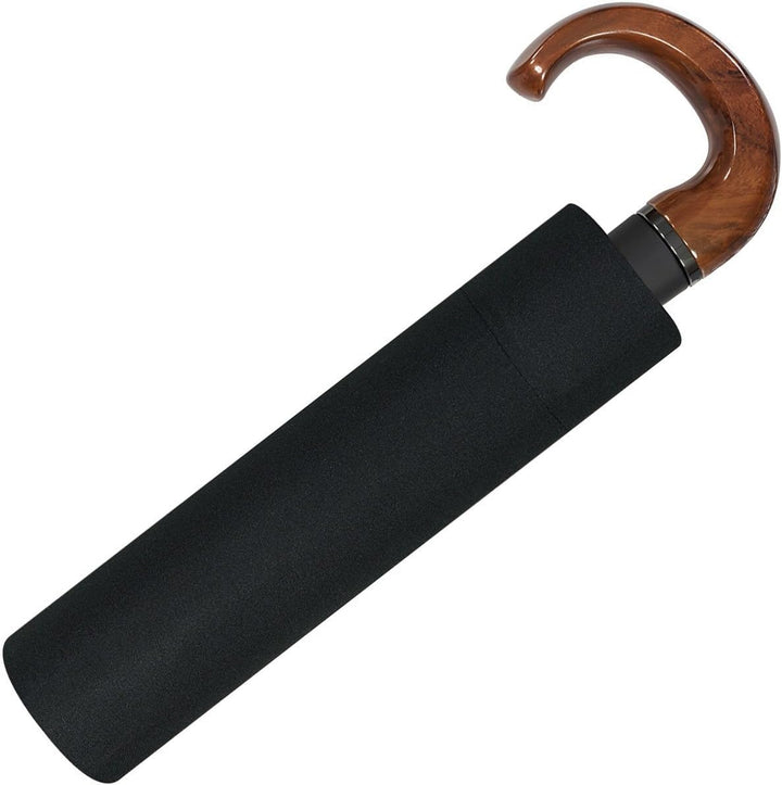 Pierre Cardin Parapluie pliant pour homme - Ouverture et fermeture automatiques - Poignée bois - Noi
