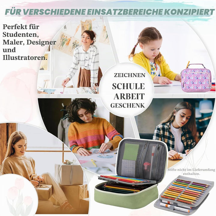 VX VONXURY Federmäppchen gross, 54 Schlaufen, 2 Einsätze für Schule Grün, Grün