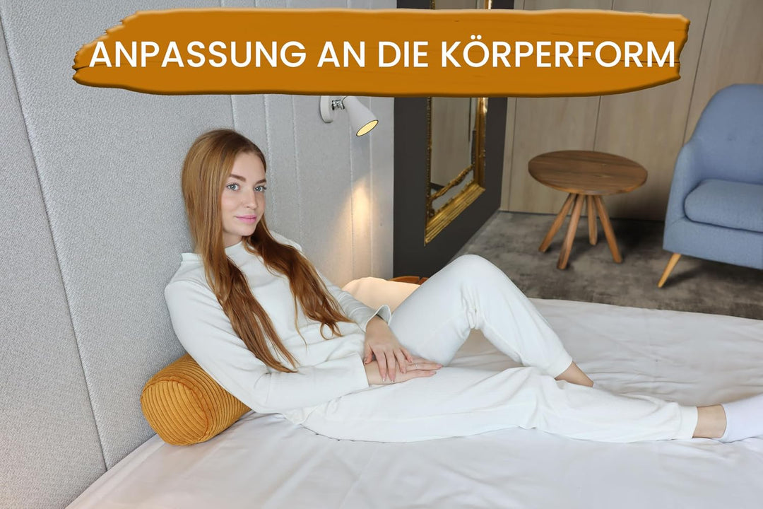 Amilian Nackenrolle mit Bezug 40x15 cm – Cord Kissen mit Füllung – Waschbar – Für Erwachsene &amp; Kinde