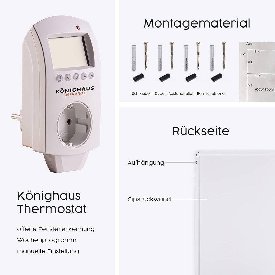 Infrarotheizung – Kinderzimmer Bildmotive – TÜV/GS - 800 Watt + Thermostat - Weisser Rahmen (08. Wal