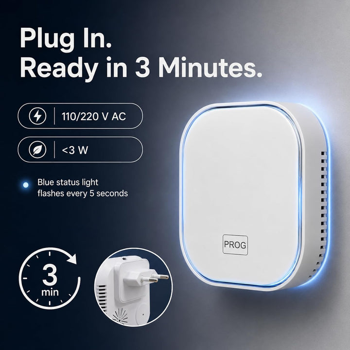 Gasmelder mit Stecker für Erdgas, Methan, LPG, 3-Stufen-Sprachalarm, 85 dB