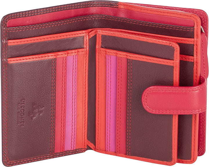VISCONTI Twofold Leder Damen Geldbörse Rainbow Mehrfarbig Purse(RB51) RFID M Plum Multi, M Plum Mult