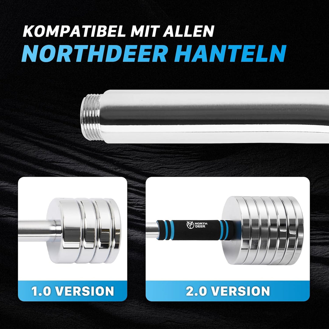 Northdeer SZ Curlstange 95cm (4,6kg) aus massivem Stahl, Ø 28mm, Stange verchromt &amp; gerändelt, Hante