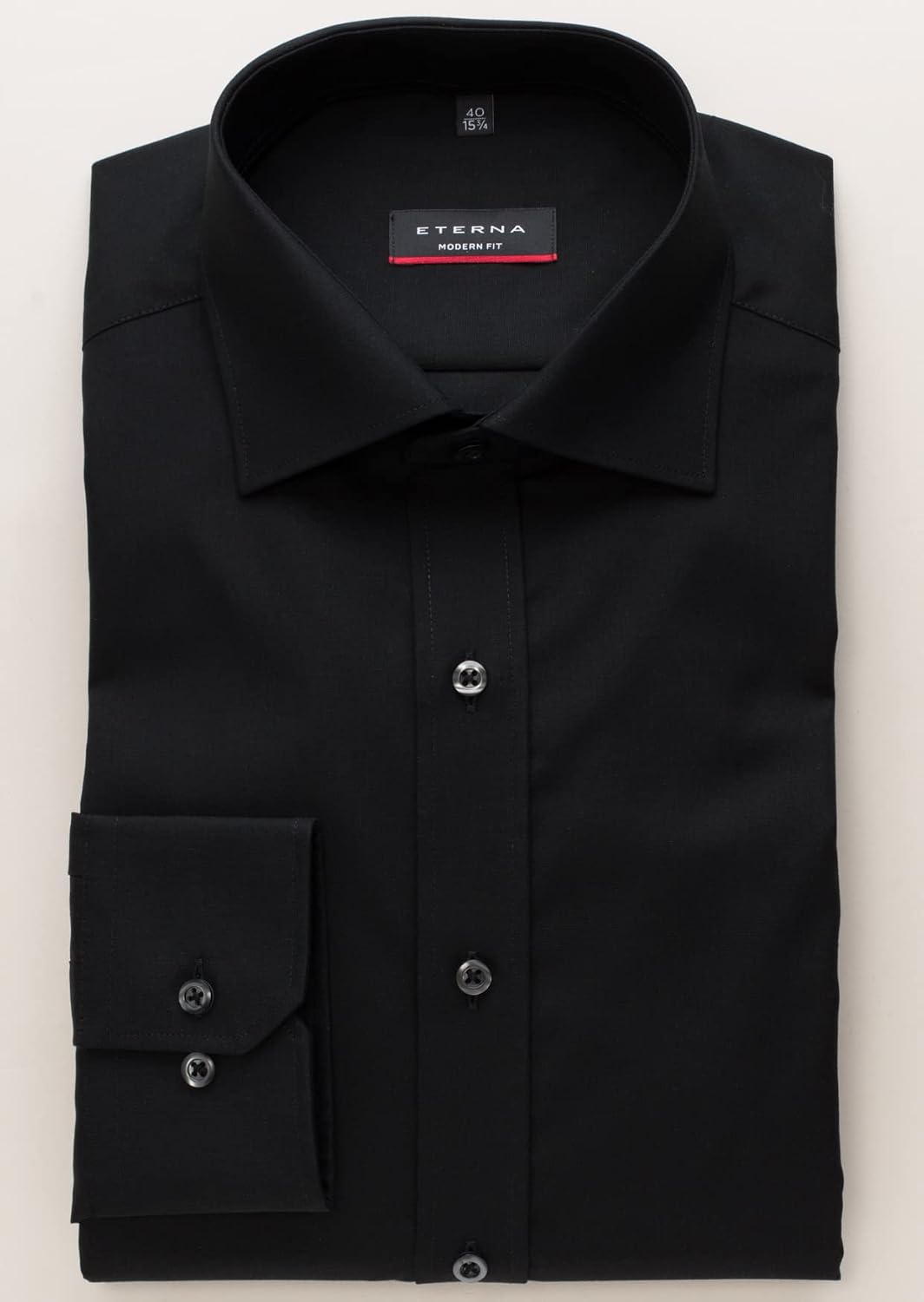 ETERNA Male Original Shirt unifarben MODERN FIT 43 Schwarz, 43 Schwarz