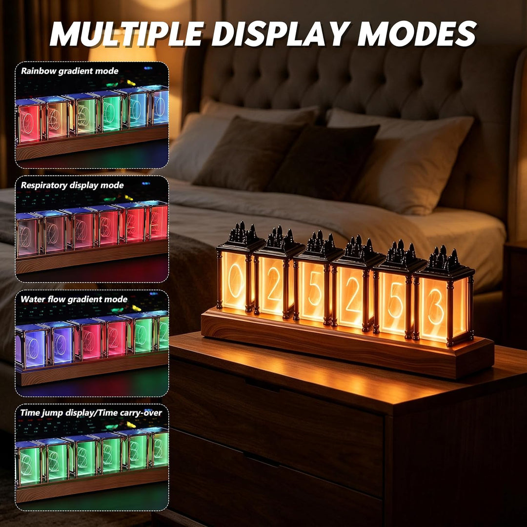 Nixie Tube Clock RGB 7 Modi 8 Farben Helligkeit Regelbar