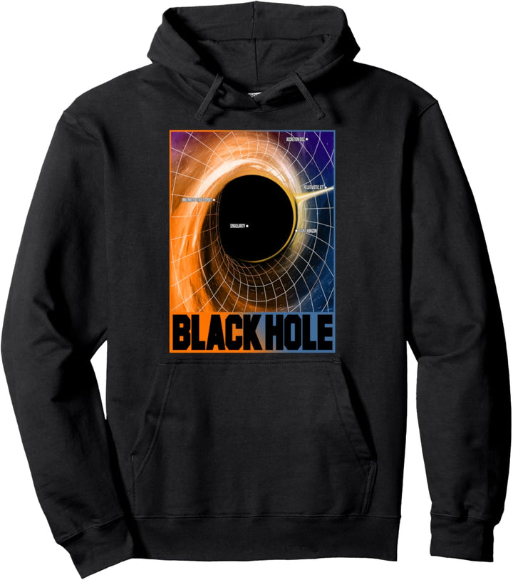 Trendy Black Hole Large Print Pullover Hoodie