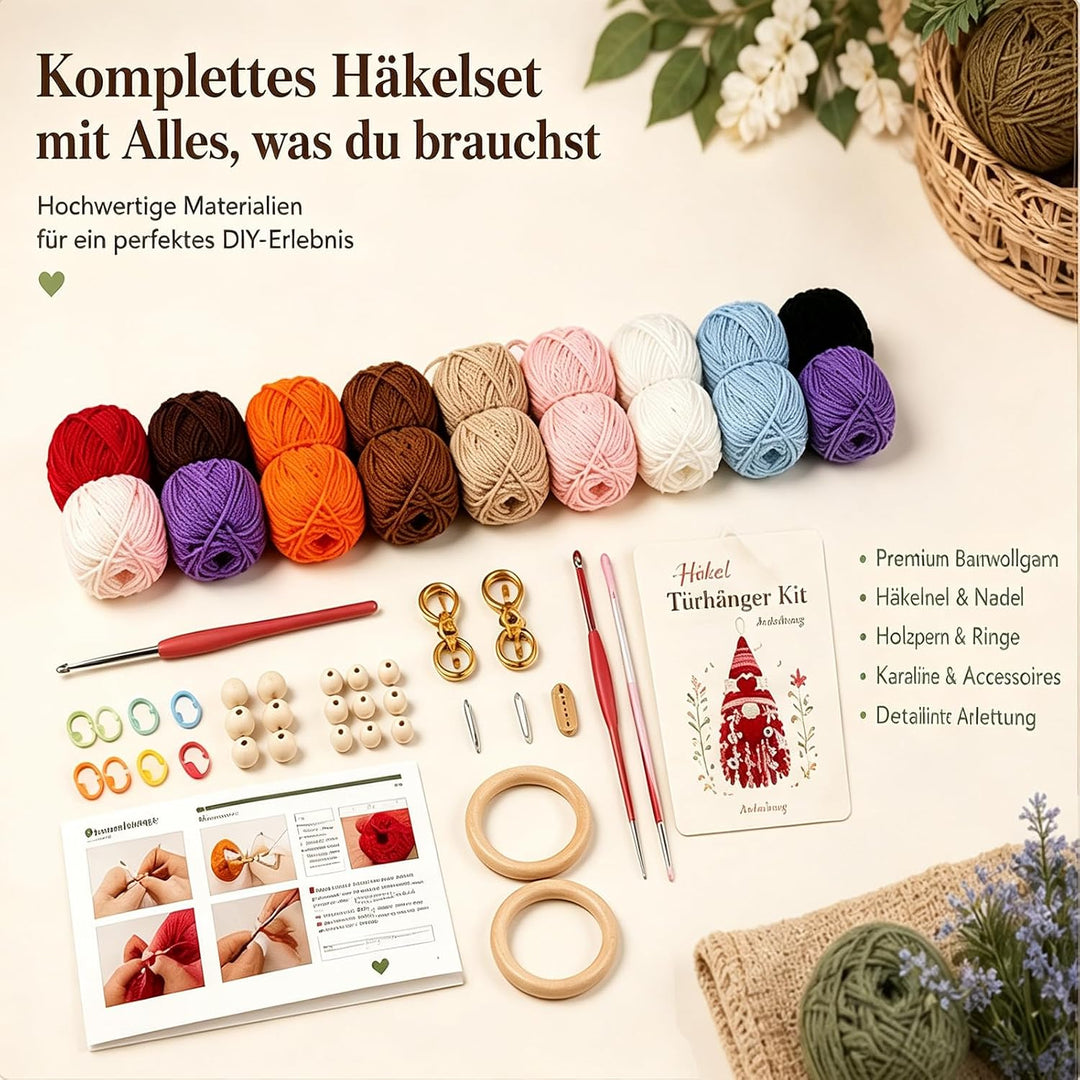 Generisch DIY saisonale 3D-Häkel-Türhänger-Kit, Handmade Makramee Bastelset, E