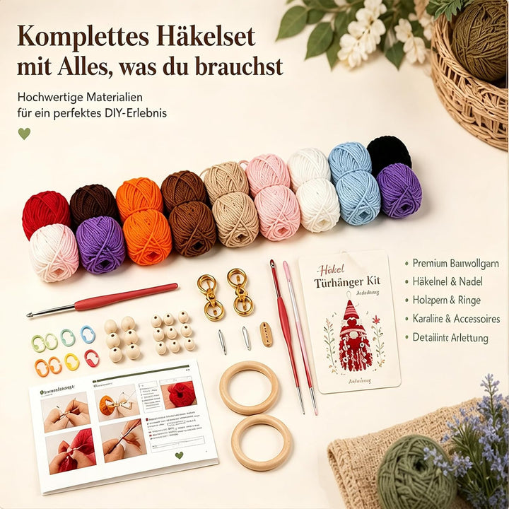 Generisch DIY saisonale 3D-Häkel-Türhänger-Kit, Handmade Makramee Bastelset, E