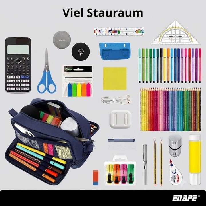 Multipocket XL Federmäppchen mit Fächern – Grosses Stifteetui für Schule, Uni &amp; Büro – Inkl. Mini Ma