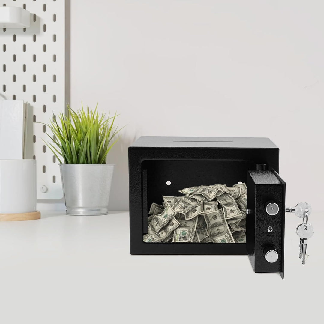 Tresor Safe mit Einwurfschlitz – Spartresor aus Stahl (4,6L) – Münzbetrieben, Mechanisches Schlüssel