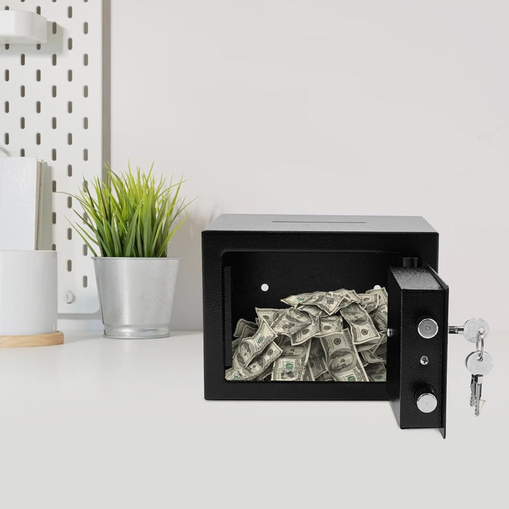 Tresor Safe mit Einwurfschlitz – Spartresor aus Stahl (4,6L) – Münzbetrieben, Mechanisches Schlüssel