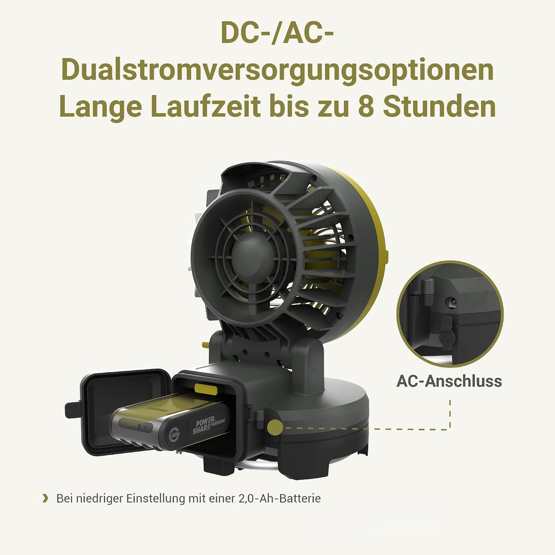 EXIT Akku-Nebelventilator EX022 20V,ideal für Camping, Grillpartys &amp; Strand