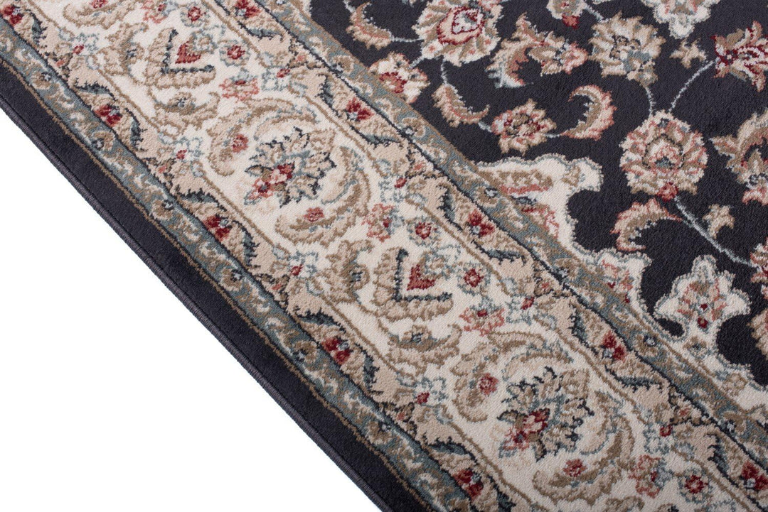 Traditioneller Klassischer Teppich für Ihre Wohnzimmer - Anthrazit Schwarz Creme - Perser Orientalis