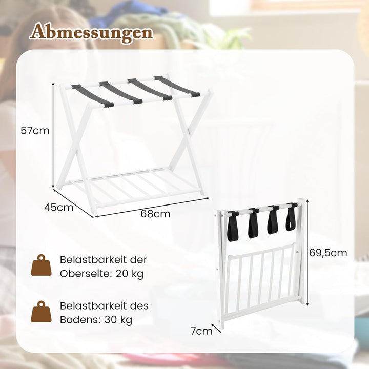 COSTWAY 2er Set Kofferständer klappbar, Gepäckablage mit 2-Stöckiger Design, Kofferbock Gepäckstände