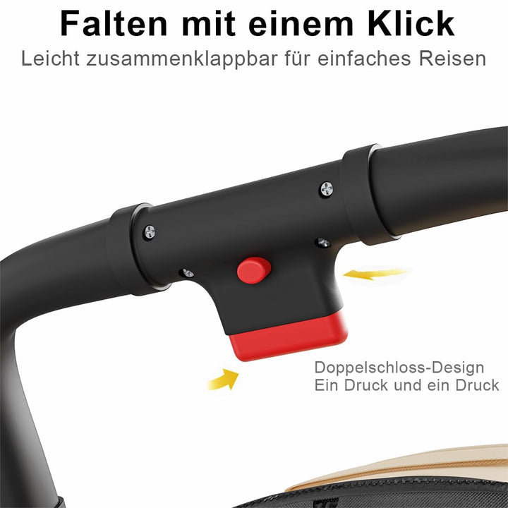 Kinderbuggy, Kinderwagen mit Sonnenschirm, Kinderwagen Zusammenklappbar, Buggy mit Liegefunktion, Ka