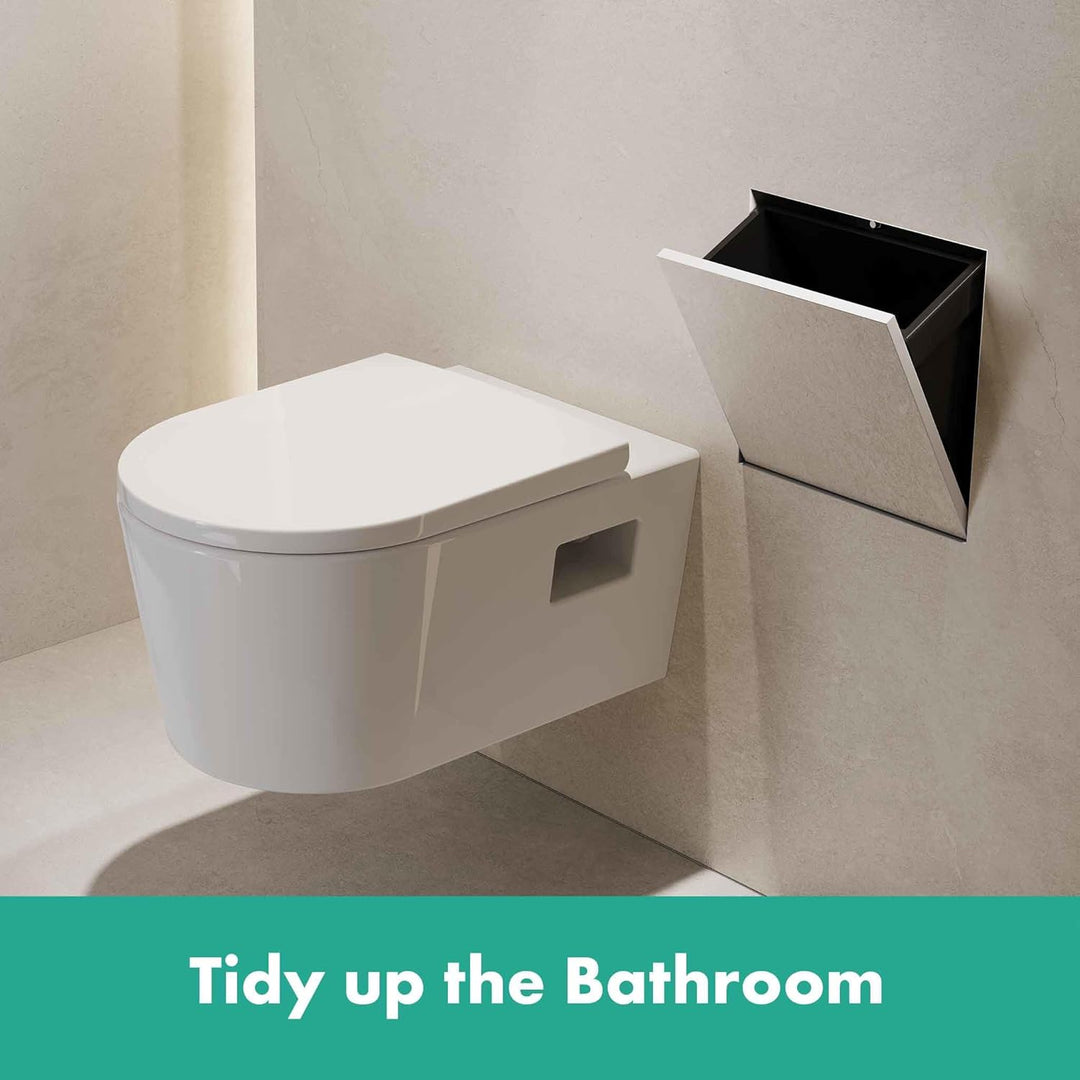 hansgrohe XtraStoris Rock - Einbau Badezimmer Mülleimer mit befliesbarer Tür, eingelassene Wandnisch