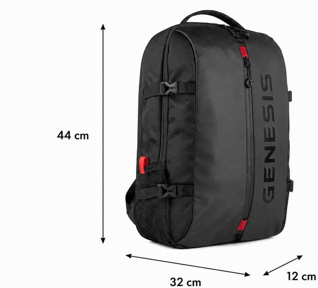 Genesis Pallad 410 Laptop Rucksack 15,6 Zoll, 17 L, 7 Taschen, Schwarz 15.6 pollici, 15.6 pollici