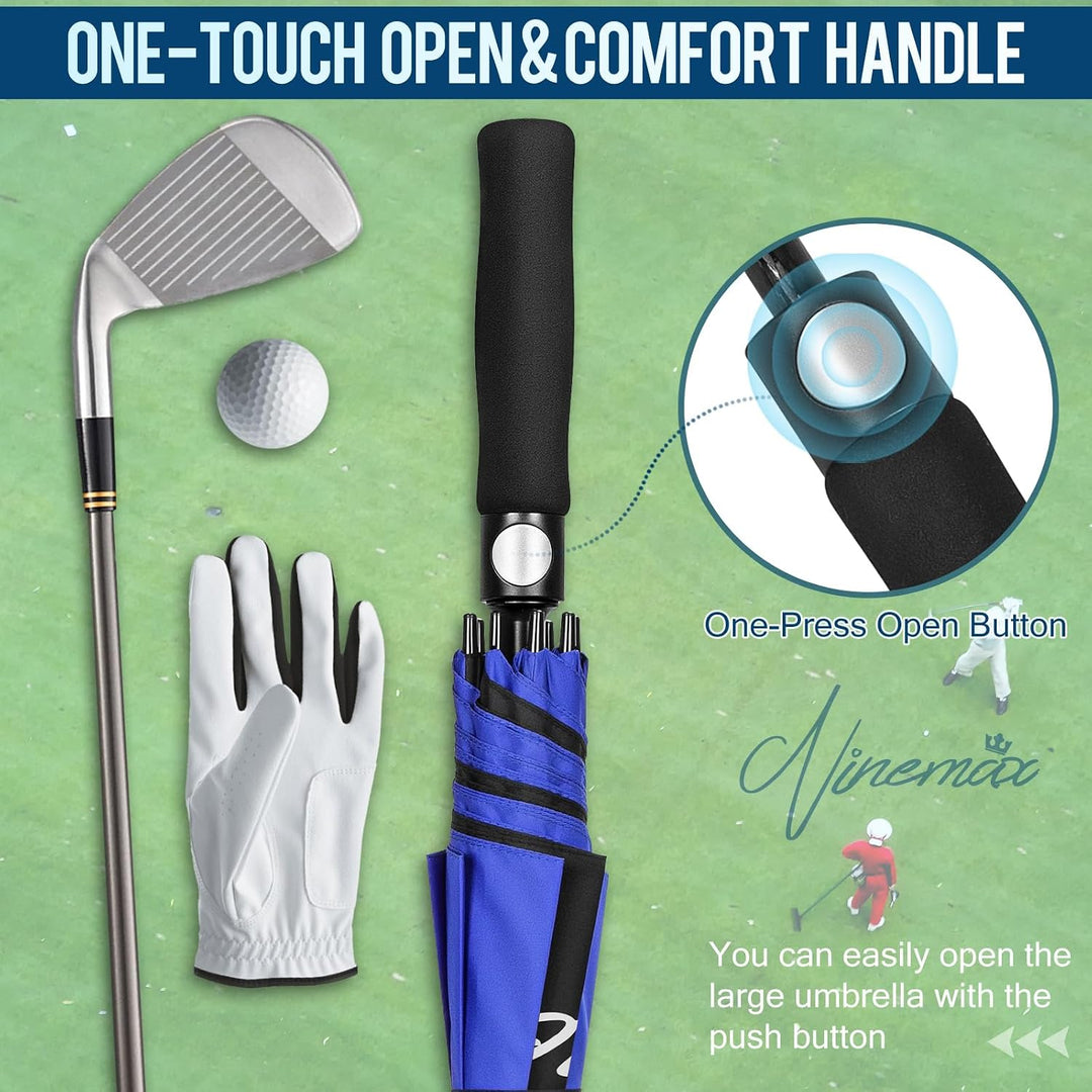 NINEMAX Golf Regenschirm Gross Sturmfest XL/XXL, Grosser Regenschirm Sturmfest Stabil, Golfschirm Gr
