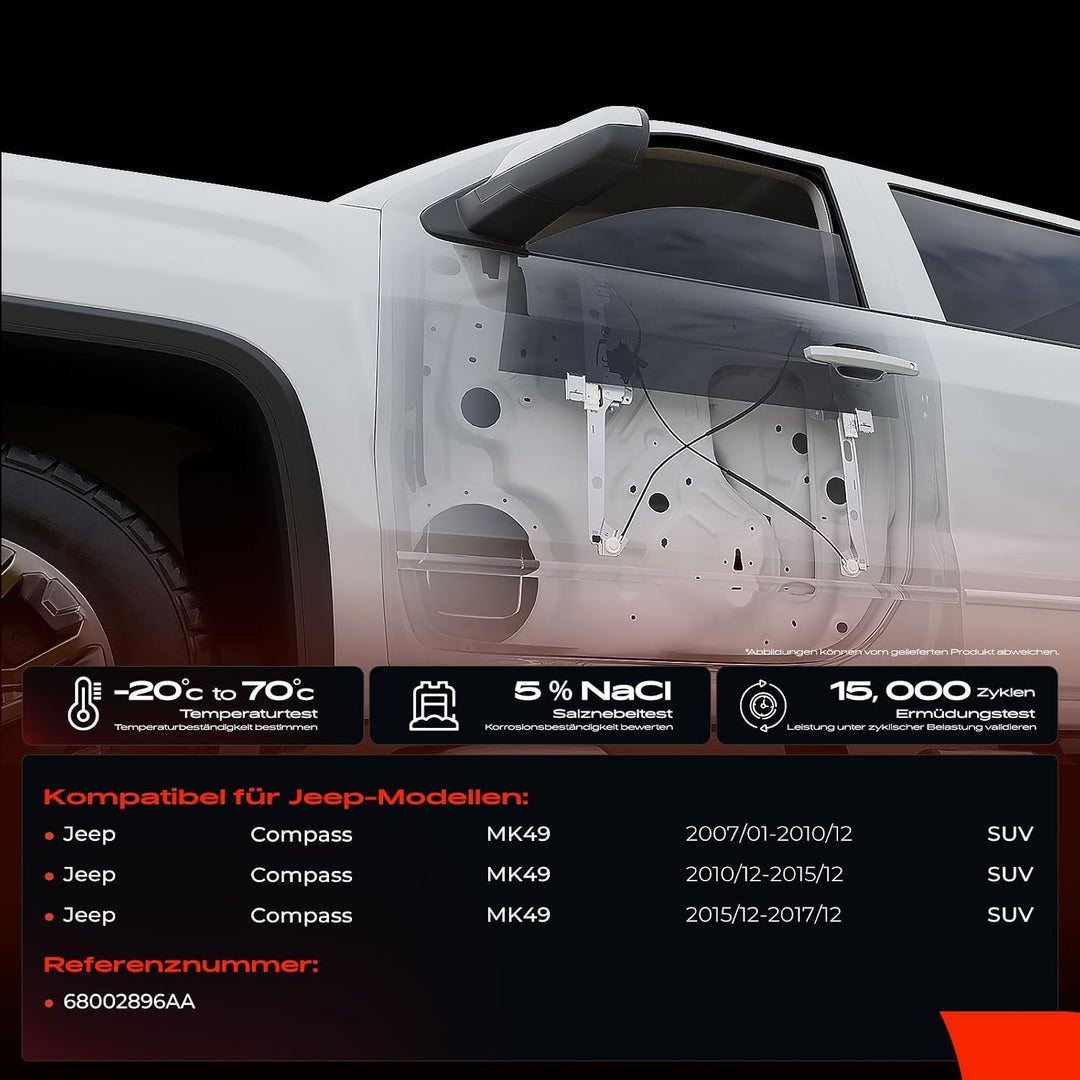 Frankberg Fensterheber Elektrisch Mit Motor Vorne Rechts für Compass MK49 SUV 2007-2017 68002896AA