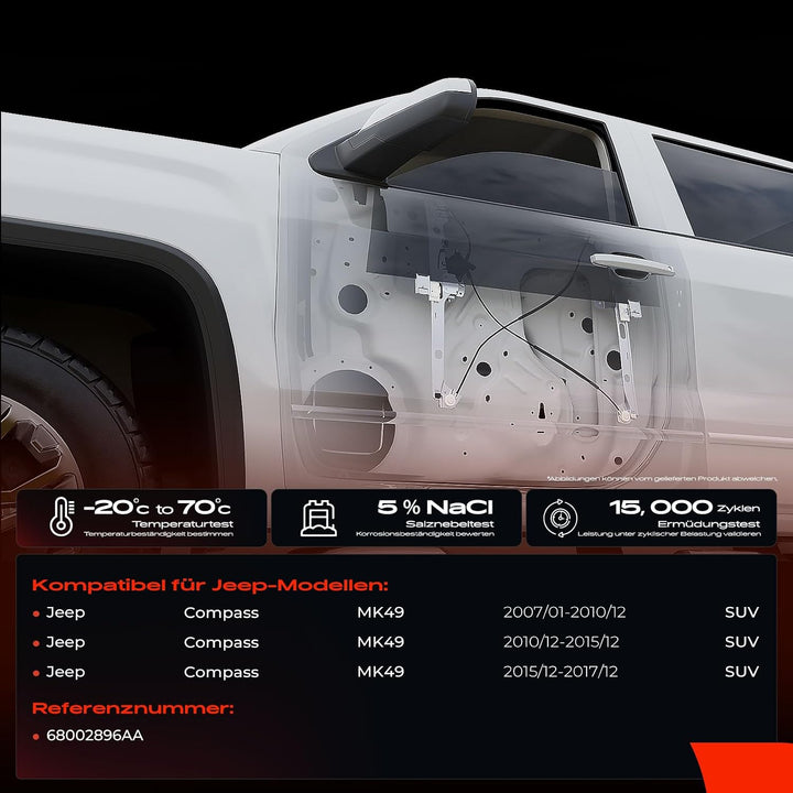 Frankberg Fensterheber Elektrisch Mit Motor Vorne Rechts für Compass MK49 SUV 2007-2017 68002896AA