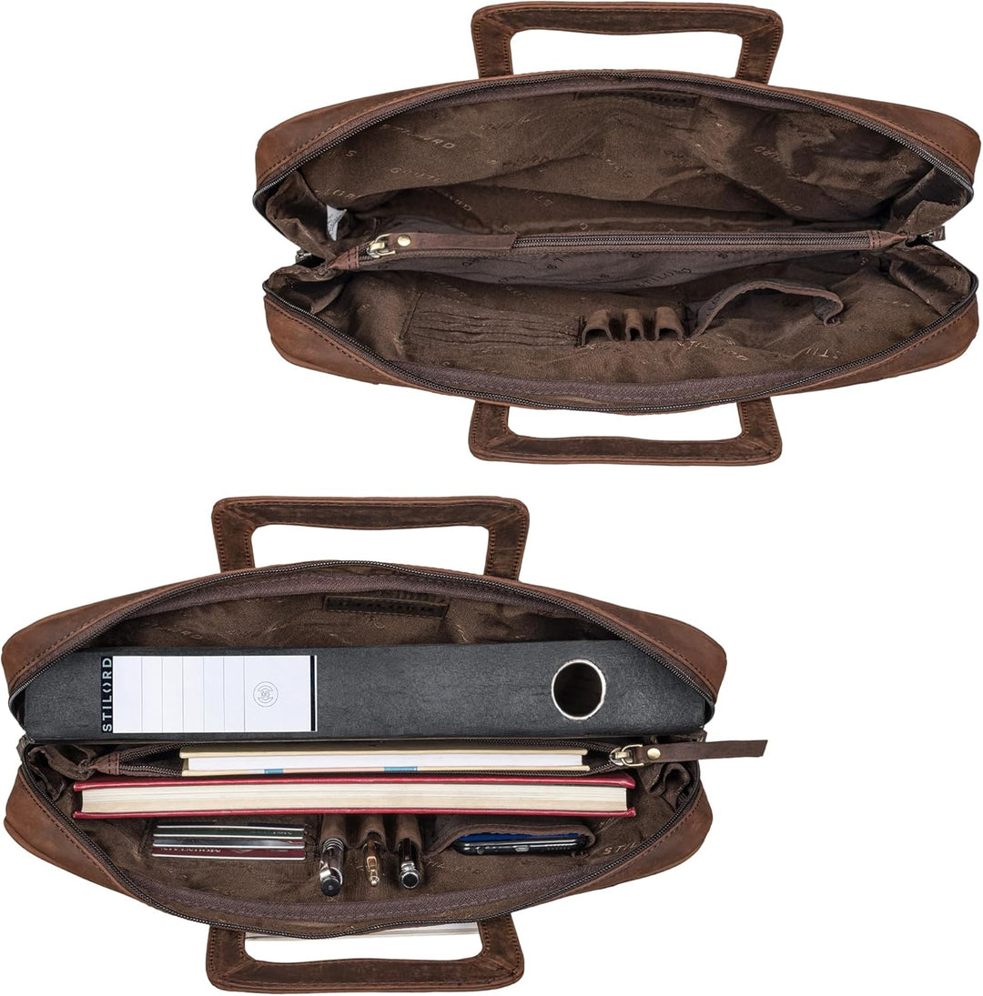 STILORD "Pierce Laptoptasche mit Griff Leder Aktentasche 15 Zoll Vintage Dokumententasche A4 Busines