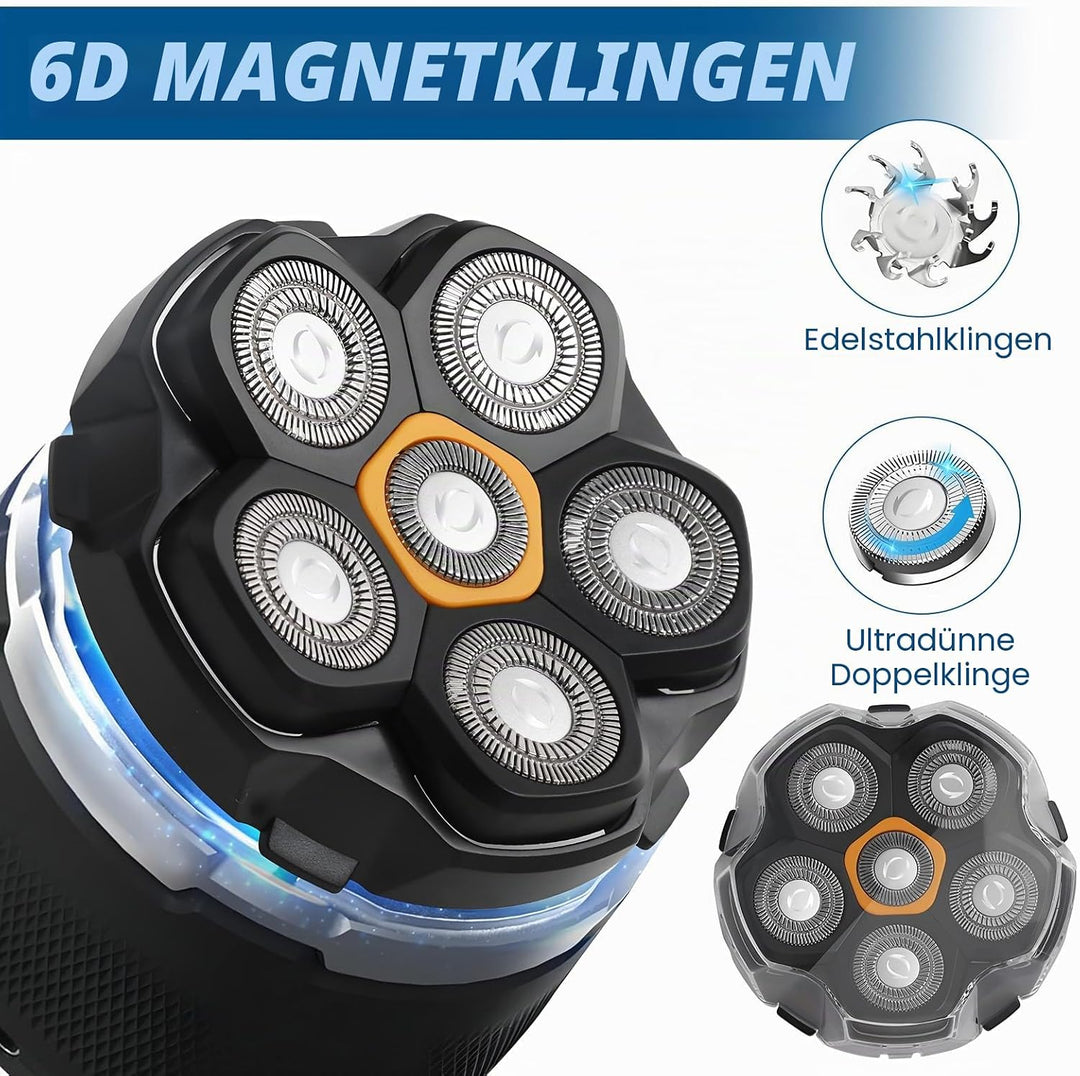 2 Stück Ersatzrasierkopf für Glatzen Rasierer Herren, 6D Magnetischer Rasierkopf Ersatzköpfe Kompati