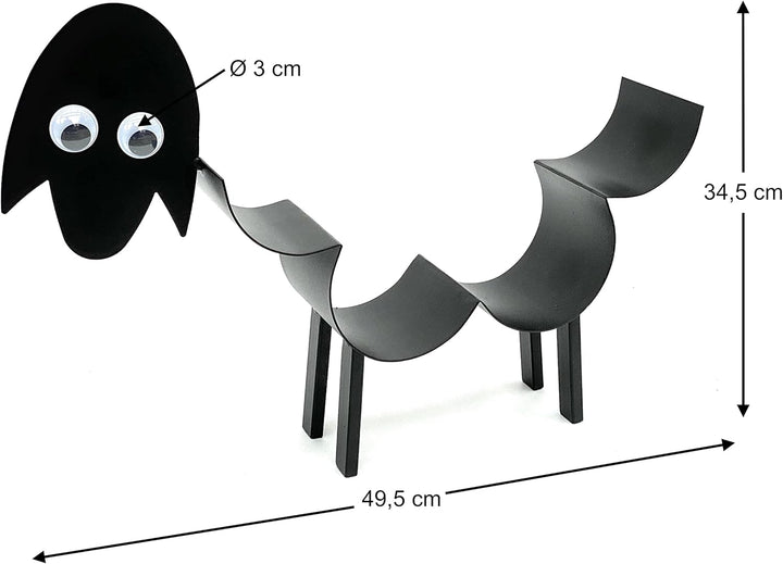 DanDiBo Handtuchhalter Schwarz Metall Schaf mit Wackelaugen WC Handtuchregal Gäste Bad Gästehandtuch
