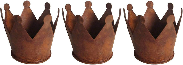 UNUS Krone Rost Ø9,5 cm, Gartendeko Rostoptik, Edelrost Deko 3er Set, 3er Set