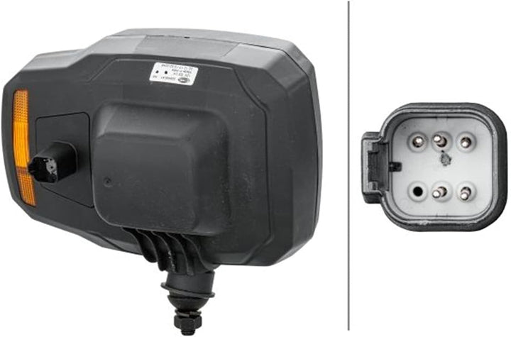 HELLA - Halogen-Hauptscheinwerfer - 12V - Einbau - Lichtscheibenfarbe: gelb - Stecker: DEUTSCH Steck