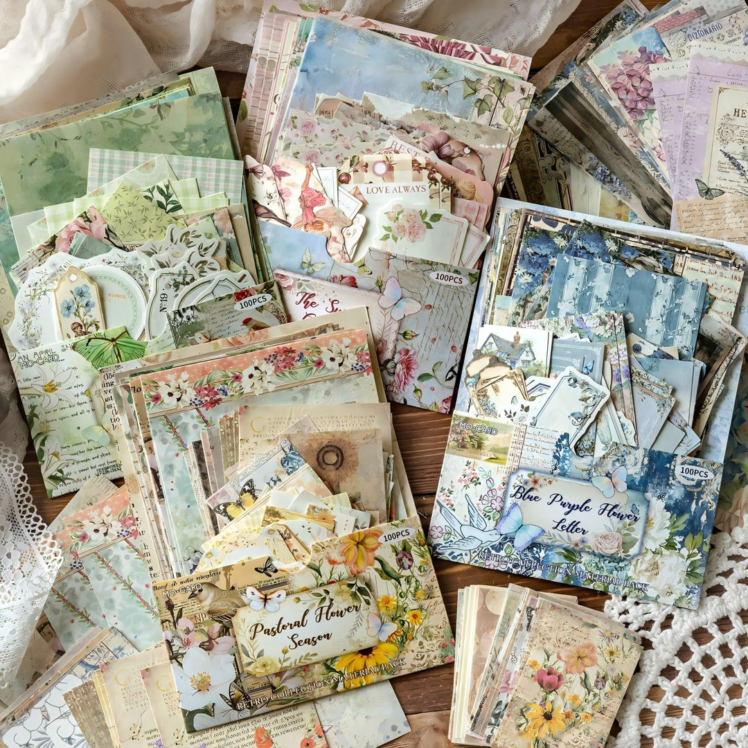 400 Blatt Vintage Scrapbook Papier, HAIYUU Doppelseitiges Dekorpapier Scrapbook Zubehör Bastelpapier