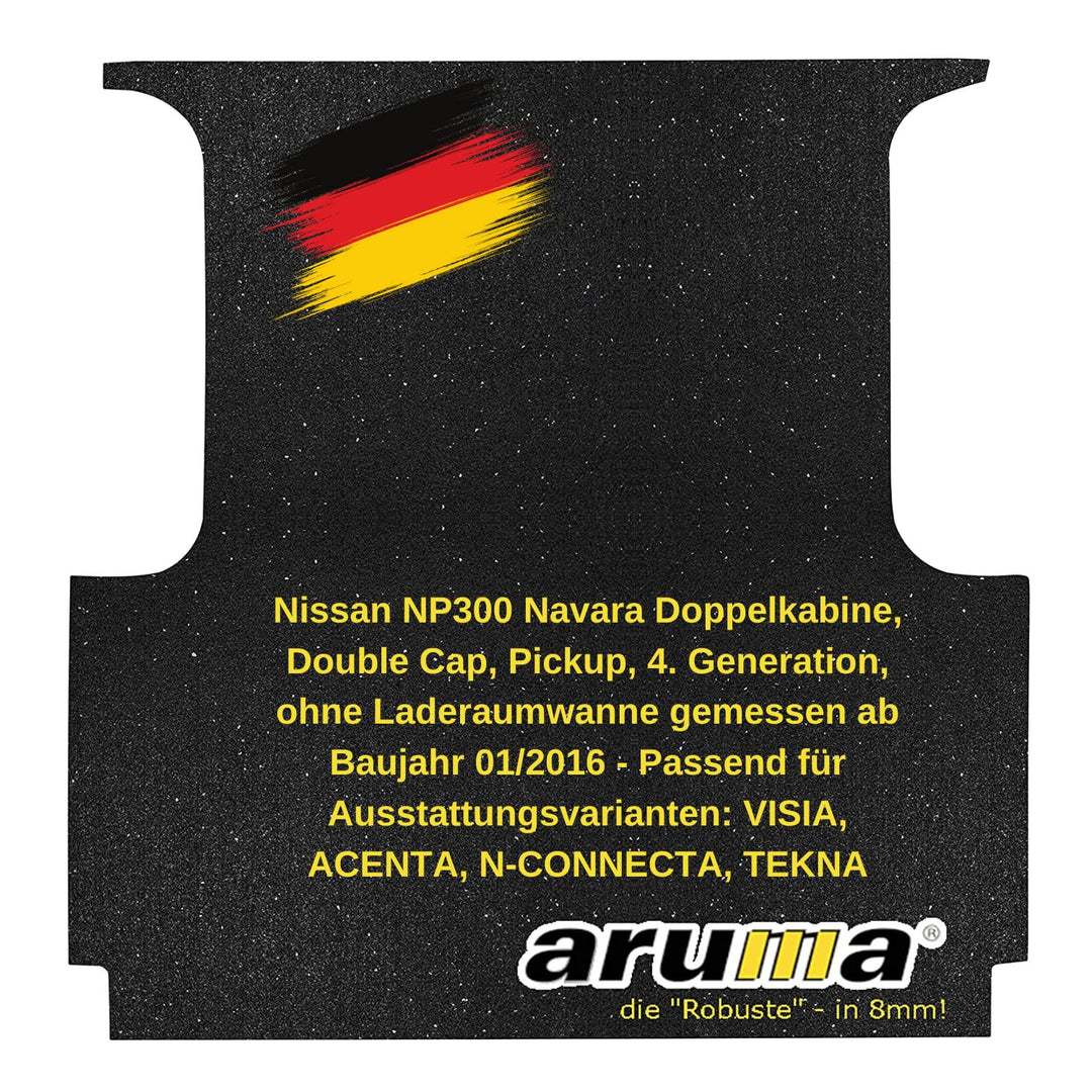 aruma® Antirutschmatte Laderaummatte kompatibel für Nissan NP300 Navara Doppelkabine, Double Cap, Pi
