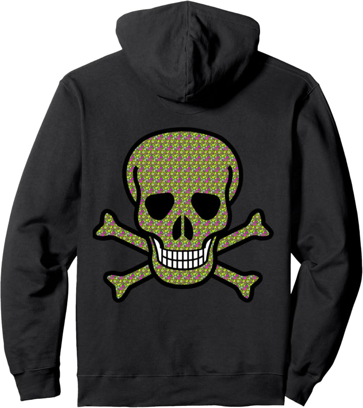 Witziger Hippie Flowerhead - Totenkopf mit Blumen gefüllt Pullover Hoodie