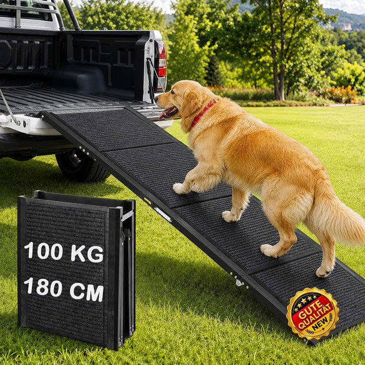 180cm Pro Hunderampe Auto klappbar, Rutschfester Teppich bis 100kg
