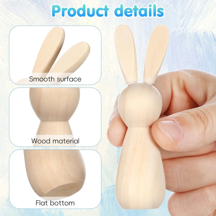 Angoily 10stücke Spielzeug Holzhaus Für Kaninchen Mit Steckhasen Aus Holz Unvollendete Steckpuppen Z