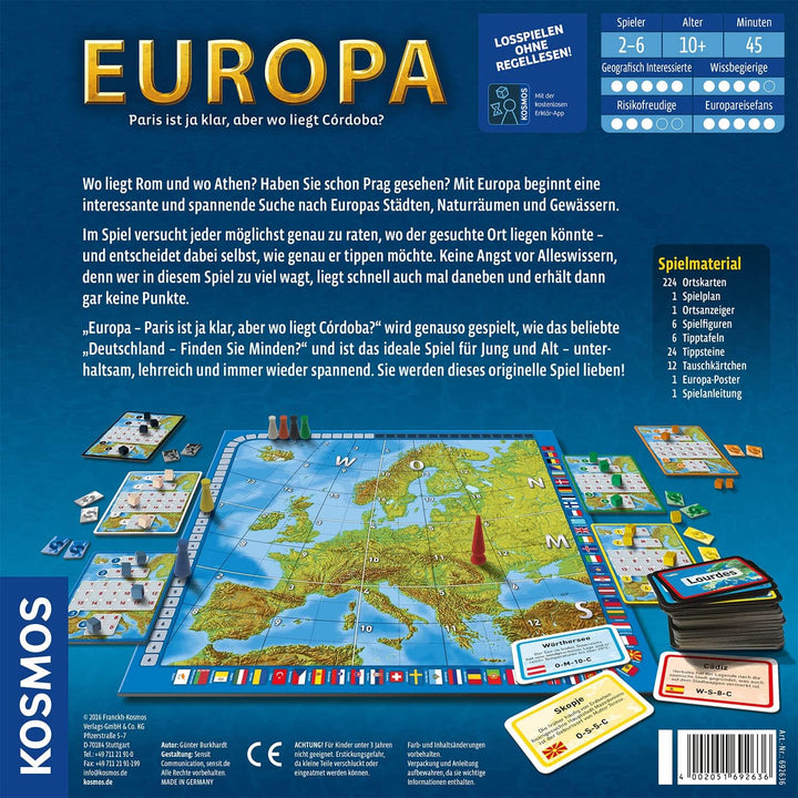 Kosmos Europa, Geografie Spiel, für 2-6 Spieler, ab 10 Jahre