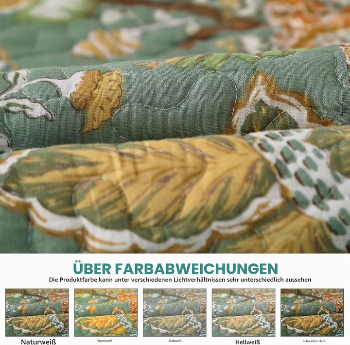 Qucover Patchwork Tagesdecke Patchworkdecke aus Reiner Baumwolle, Bettüberwurf für Doppelbett, Vinta