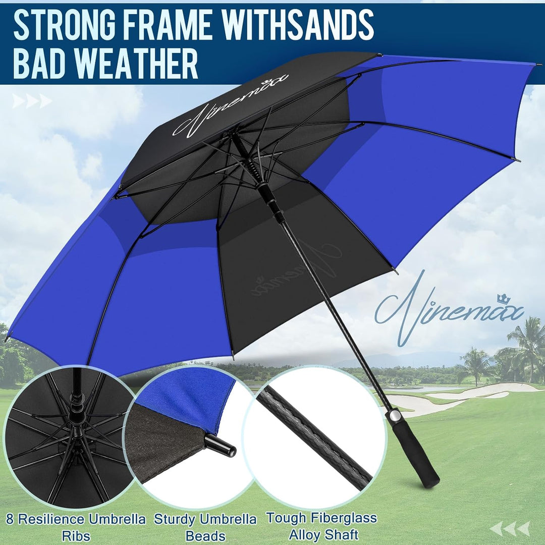 NINEMAX Golf Regenschirm Gross Sturmfest XL/XXL, Grosser Regenschirm Sturmfest Stabil, Golfschirm Gr