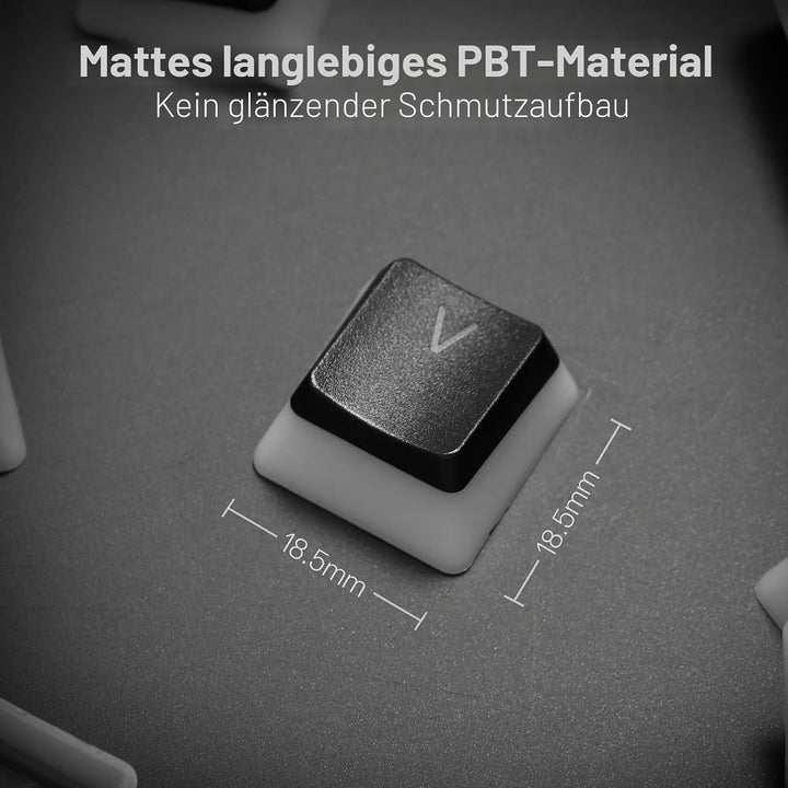 Redragon A130 Schwarze Pudding Tastenkappen, 104 Tasten Standard Doubleshot PBT Tastenkappensatz mit