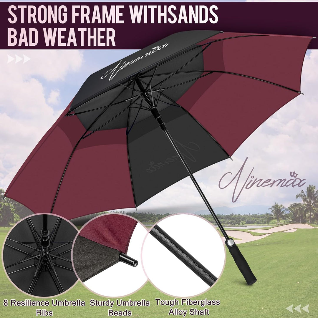 NINEMAX Golf Regenschirm Gross Sturmfest XL/XXL, Grosser Regenschirm Sturmfest Stabil, Golfschirm Gr