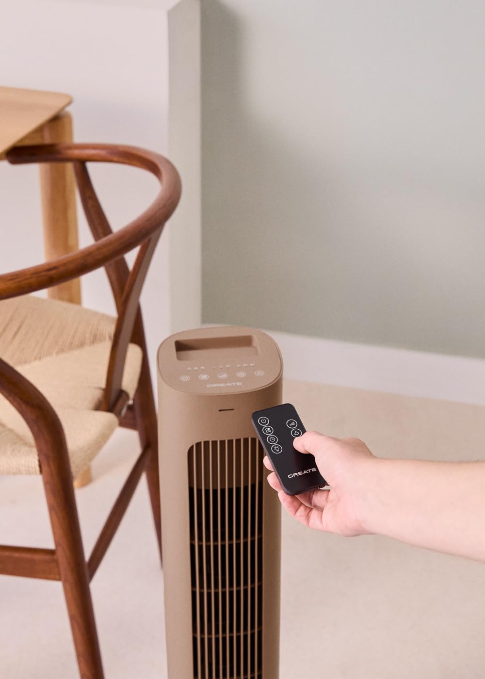 CREATE AIR TOWER Turmventilator, oszillierend, Mokka, programmierbar, 70°-Oszillation, leise, kompak