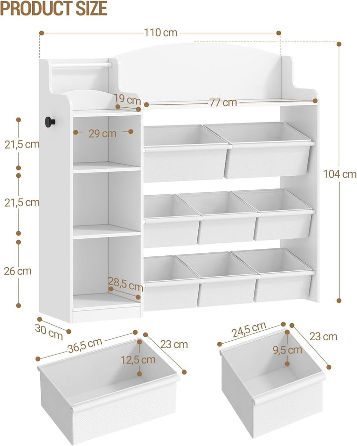 Hzuaneri Kinderregal, Bücherregal Kinder aus Holz, Spielzeugregal mit 8 Stoffschubladen für Kinderzi